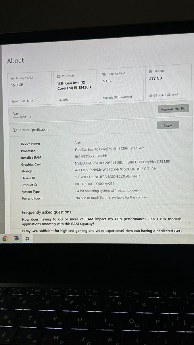 Acer Nitro V 15 (ANV15-51) Gaming — Noutbuklar, Bakı (2)