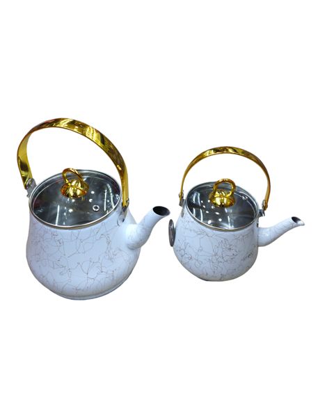 Çaydan dəsti C12, paslanmayan polad/metal, 3 l/1.5 l, 2 əd, ağ/qızılı — Bakı