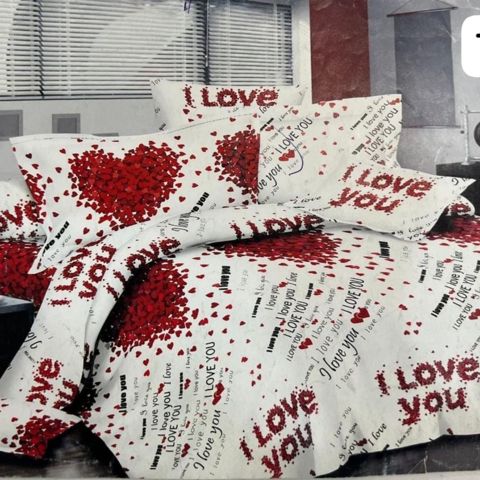 Yataq dəsti Luxe Cotton, ikinəfərlik, yorğan üzü 230x240 sm, mələfə 200x220 sm, yastıq üzü 50x70 sm, satin, ağ/qırmızı - SATIN-008 — Bakı