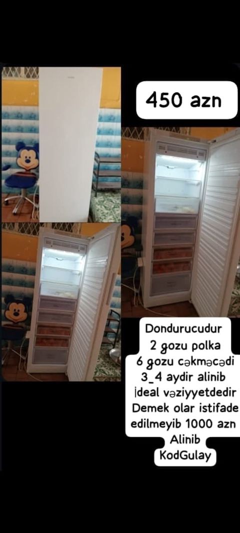 Dondurucu (vertikal tip) - Qiymət: 450 AZN - Daxili quruluş: 2 ədəd — Gəncə