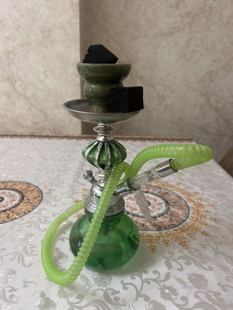 Kiçik ölçülü nərgilə (hookah) dəsti - Rəng: yaşıl şüşə kolba, yaşıl — Bakı