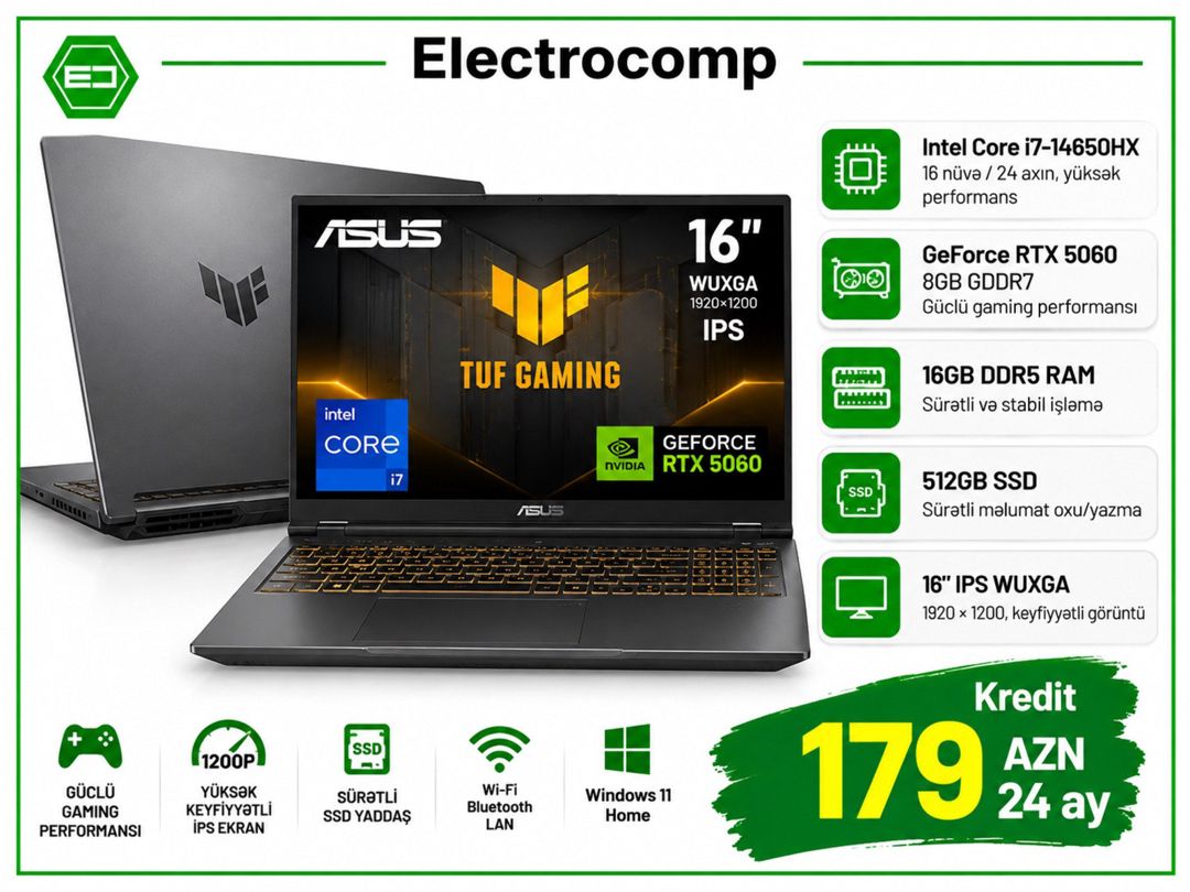 ASUS tuf gamıng — RTX 5060 — Noutbuklar, Bakı
