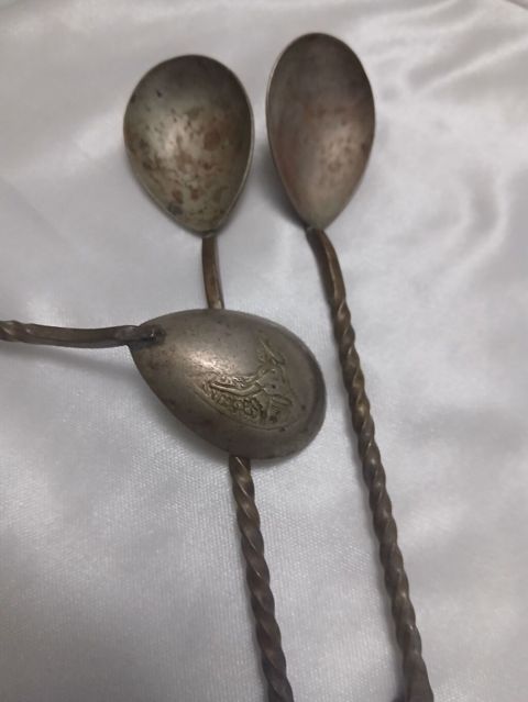 Antik dekorativ qaşıq dəsti - Sayı: 3 ədəd - Material: metal ərinti — Elsad Abusov