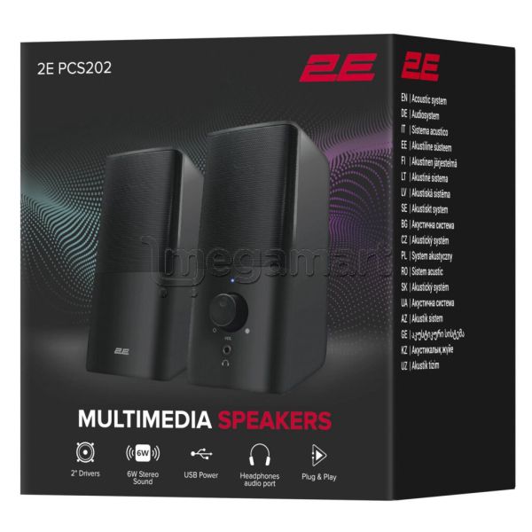 Akustik sistem 2E Multimedia PCS202 2.0, USB, Qara (2E-PCS202BK) — Akustik sistemlər, Bakı (3)