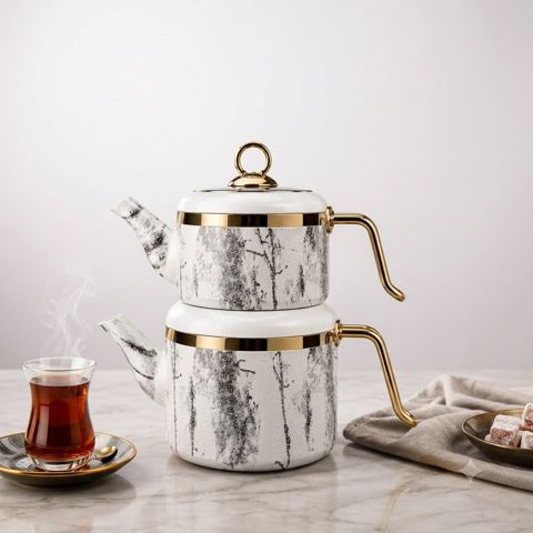 Çaydan dəsti, qranit, 1500 ml/2250 ml, ağ — Bakı