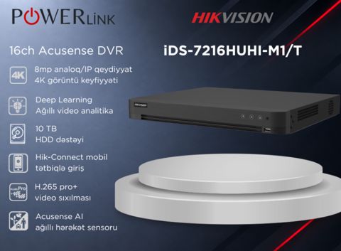 Hikvision iDS-7216HUHI-M1/T 1U H.265 AcuSense DVR — Powerlink Azərbaycan