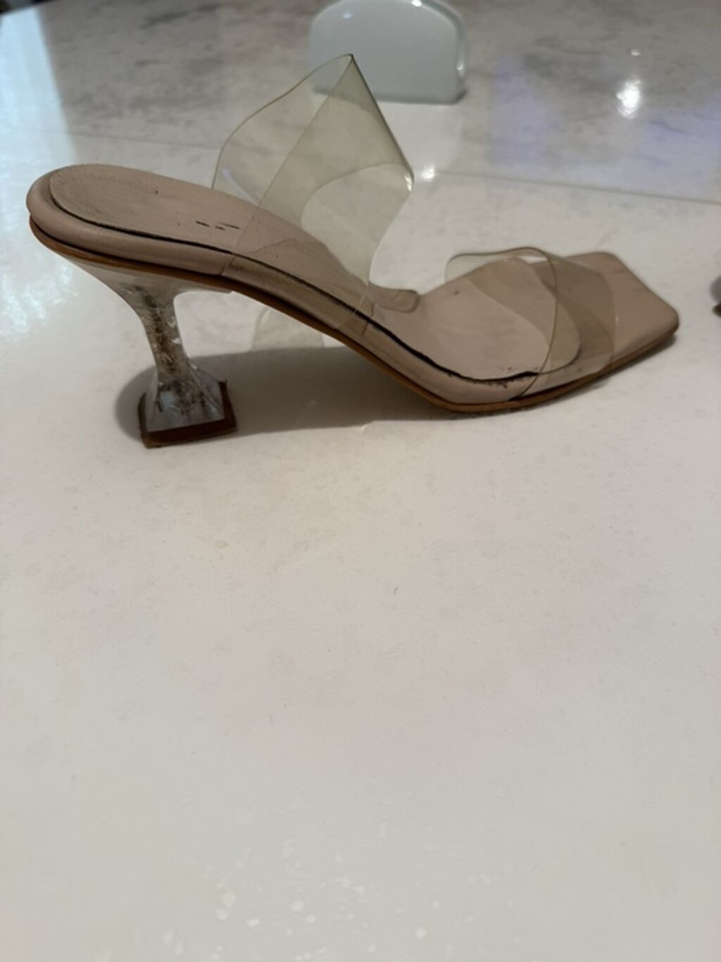 Şəffaf zolaqlı qadın sandaleti - Model: kvadrat burunlu, mules tipli — Sandal, Digah (2)