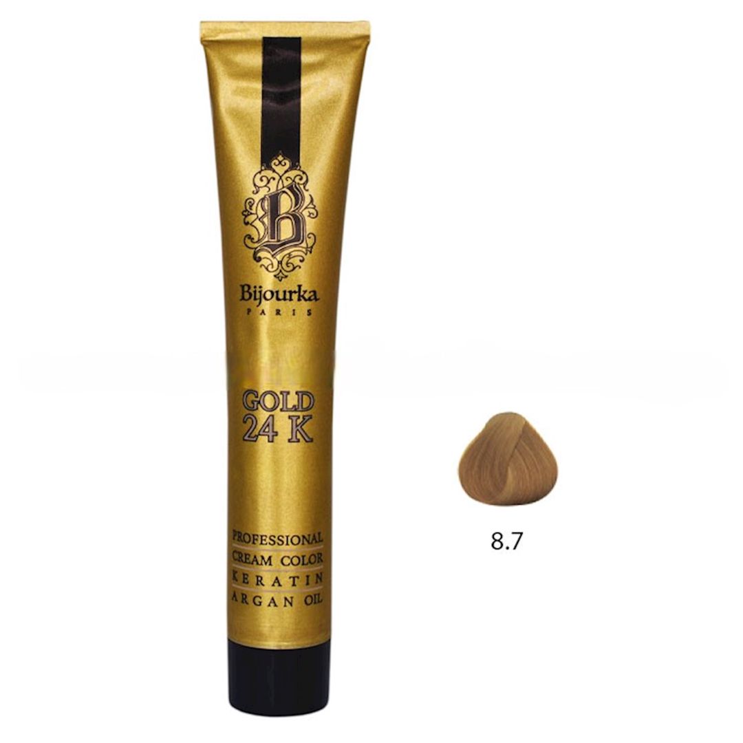 Saç üçün qalıcı krem-boya Bijourka Gold 24K 8.7 Açıq sarı Nescaffee 100 ml — Mallar, Bakı