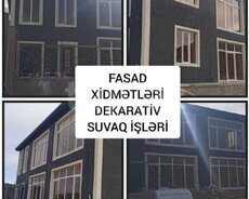 Fasad tarcofka dekorativ svaq reng boya — 3 ₼ · Bakı · Tikinti xidmətləri Fasad tarcofka dekorativ svaq reng boya — Bakı