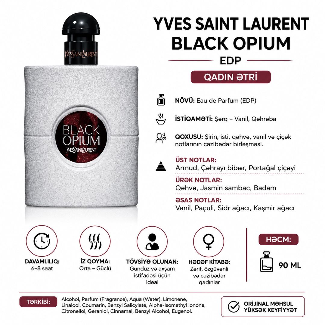 No Brand Black Opium, ətir suyu qadınlar üçün, 90 ml — Mallar, Bakı