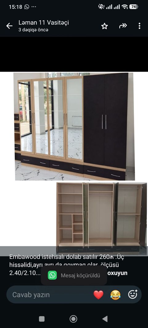 Embawood istehsalı dolab satılır 260₼ .Üç hissəlidi,ayrı ayrı da — 260 ₼ · Bakı · Şkaflar Embawood istehsalı dolab satılır 260₼ .Üç hissəlidi,ayrı ayrı da — Bakı