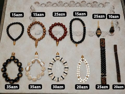 Məhsul: Əl işı təsbeh və aksessuarları kolleksiyası Təsvir — 35 ₼ · Masazır · Uca bilərziklər Məhsul: Əl işı təsbeh və aksessuarları kolleksiyası Təsvir — Masazır