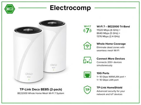 TP-Link Deco BE85 (2-Pack) BE22000 Whole Home Mesh Wi-Fi 7 System — Bakı