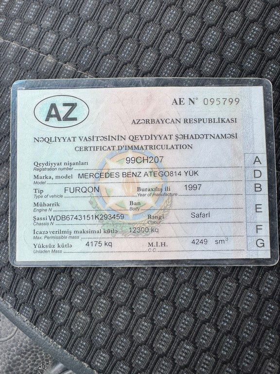 Mercedes Atego 814, 4.3 L, 1997 il, 530 000 km 99-CH-207 — Yük maşınları, Sumqayıt (2)