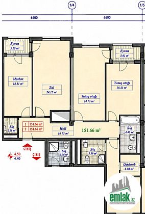 Satılır 4 otaqlı 155 m² yeni tikili Həzi Aslanov m — Mənzil (11)