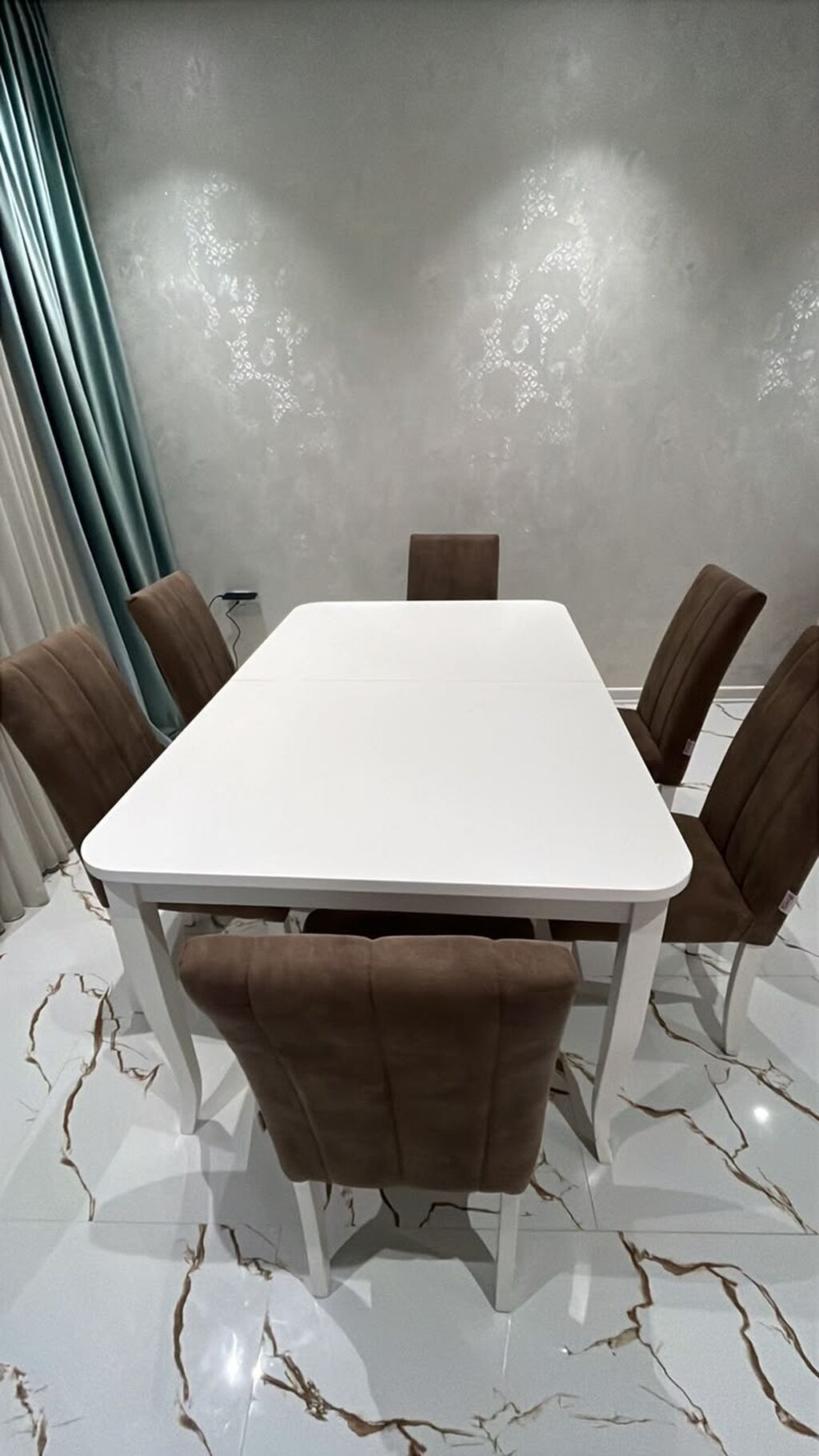 Masa dəsti satılır – 350₼ - Açılan mexanizmli ağ yemək masası - 6 — Masalar və stullar, Bakı