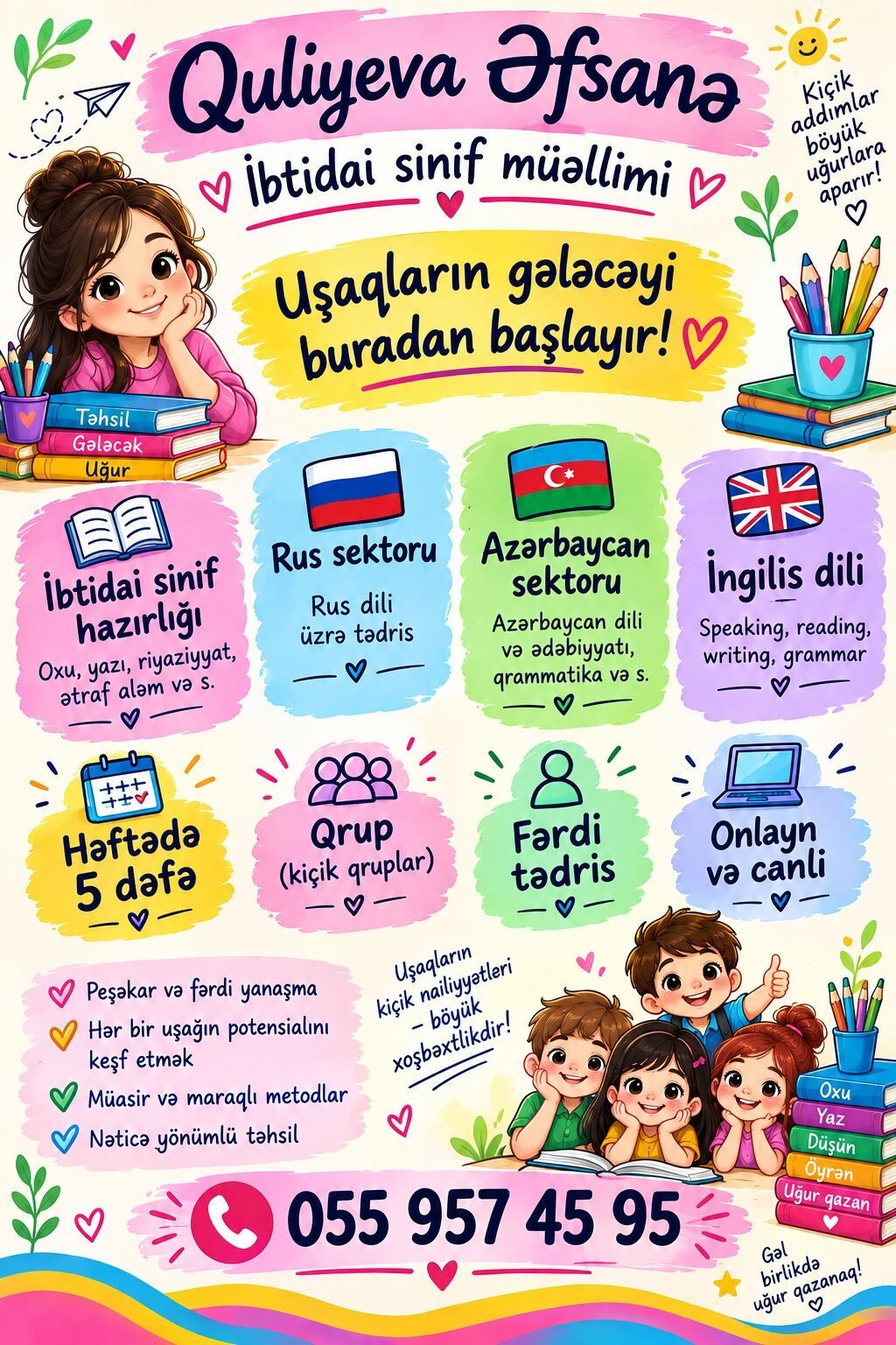 Məktəbəqədər və ibtidai sinif hazırlığı, Rus dili, Onlayn — Uşaqların inkişafı, logoped, Masazır