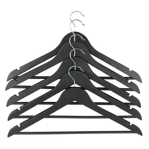 Geyim üçün asılqan dəsti Jysk Helmut, 5 əd, 22x44 sm, metal/taxta, qara — Bakı