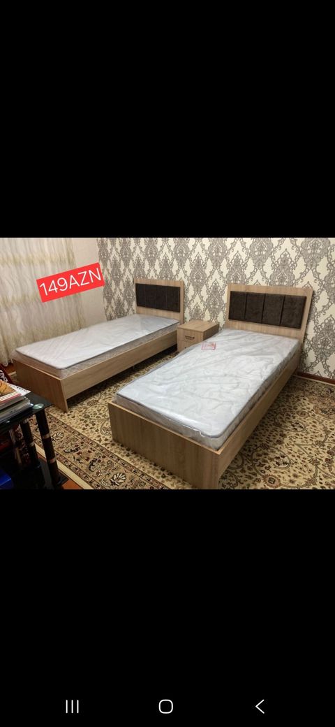 Tək nəfərlik çarpayı dəsti - Material: ağac teksturalı laminat — 149 ₼ · Xırdalan · Yataqlar Tək nəfərlik çarpayı dəsti - Material: ağac teksturalı laminat — Xırdalan