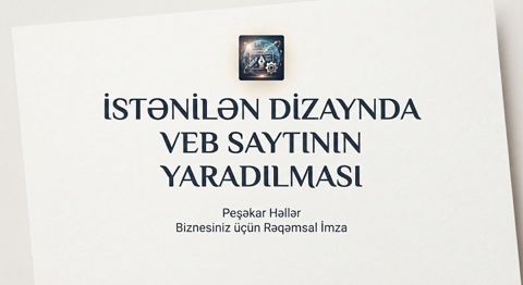 İstənilən dizaynda veb saytlar hazırlanır Biznesiniz, şəxsi — 150 ₼ · Bakı · Reklama, IT, marketing İstənilən dizaynda veb saytlar hazırlanır Biznesiniz, şəxsi — Bakı