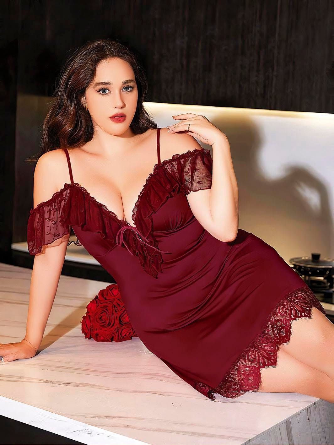 Kombinasiya, tühnd qırmızı, gipür, ölçü 3XL — Mallar, Bakı