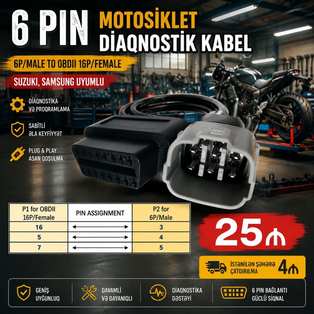 Motosiklet üçün diaqnostika kabeli. Qiymət və modellər elandakı — Diaqnostika cihazları, Lənkəran (4)