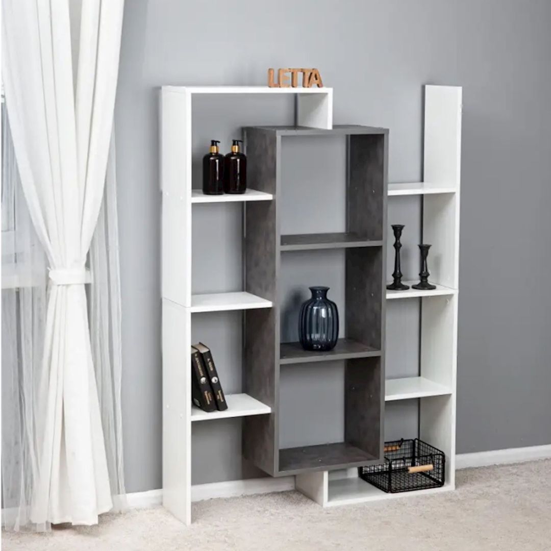 Stellaj, Ldsp, 140х102х25 sm, rəflərlə, ağ/boz — Mallar, Bakı