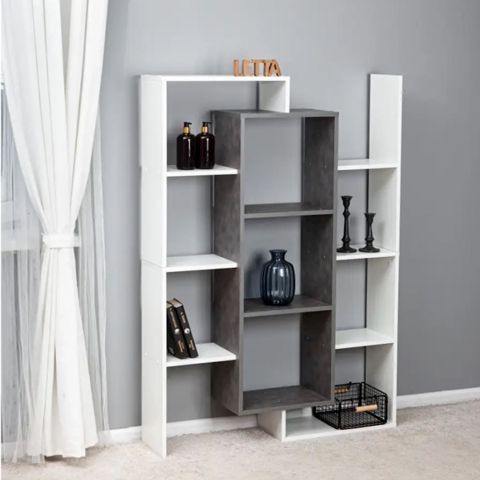 Stellaj, Ldsp, 140х102х25 sm, rəflərlə, ağ/boz — Bakı