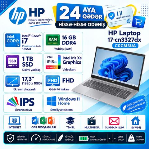 Noutbuk HP 17-cn3327dx C0CM3UA — Bakı