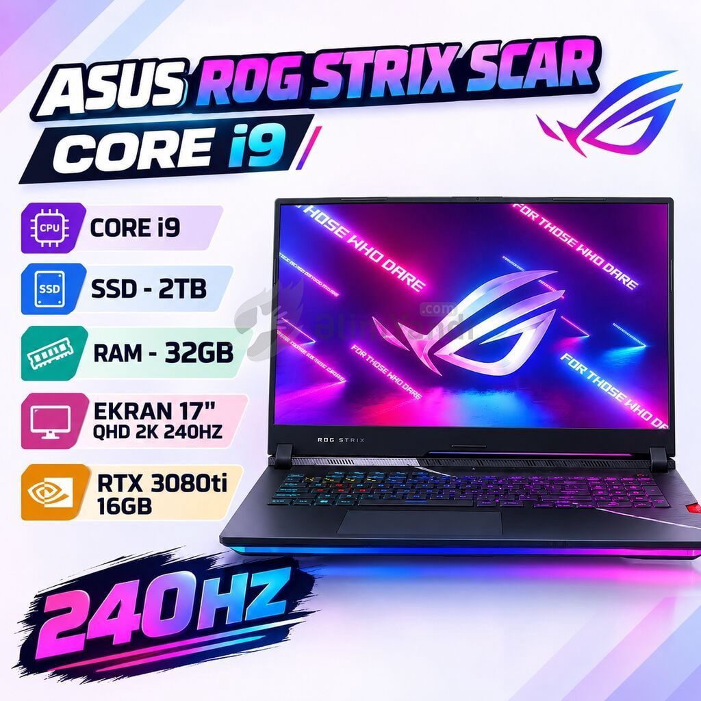 Yeni ASUS ROG, 17.3 Intel Core i9, 2 TB, Pulsuz çatdırılm — Elektronika, Bakı