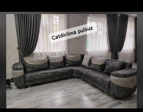 Künc divan – açılan və bazalı model - Ölçü: 2.65 x 2.95 m - Rəng: tünd — Asya — Мебель