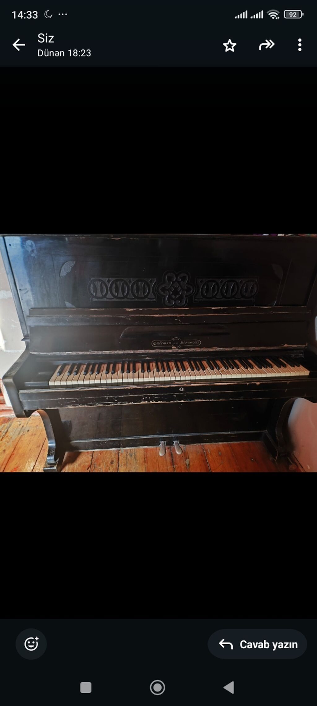 Upright piano – “Фабрика им. Молотова” (Bssr) - Tip: Akustik upright — Pianino və digər klaviş alətləri, Bakı