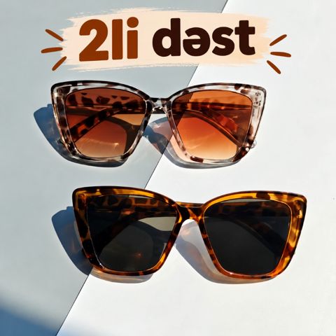 Qadın gün eynəyi dəsti, Polikarbonat, Leopard print, 0 (100–80% işıqburaxma), Plastik — Bakı