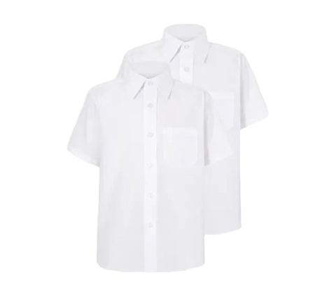 Oğlanlar üçün 2 ədədli məktəbli qısaqol köynək dəsti F&F school shirts ağ, polyester/pambıq/elastan, ölçü 6-7 yaş — Bakı