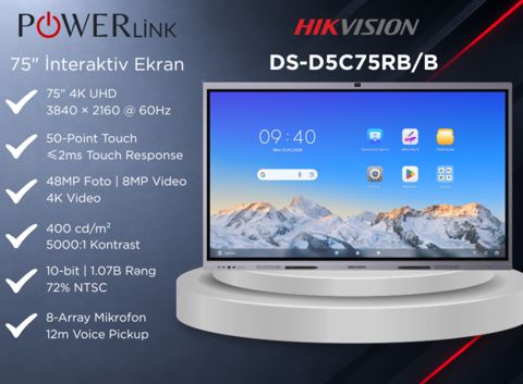 İnteraktiv Ekran Hikvision DS-D5C75RB/B 75" 4K CAM + MIC — 3 899 ₼ · Bakı · Kompüterlər və noutbuklar İnteraktiv Ekran Hikvision DS-D5C75RB/B 75" 4K CAM + MIC — Bakı