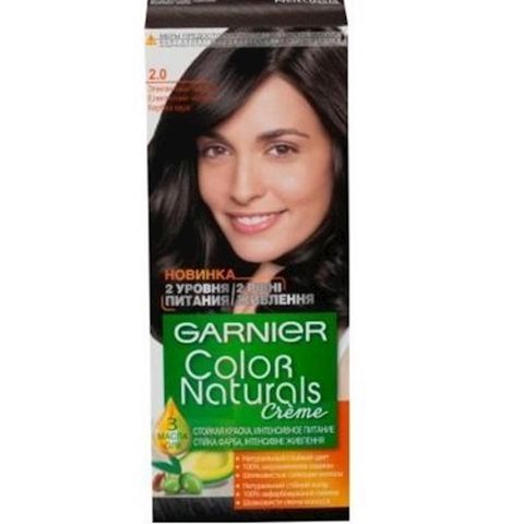 Saçlar üçün krem-boya Garnier Color Naturals, çalar 2.0, Eleqant qara, 110 ml — Bakı