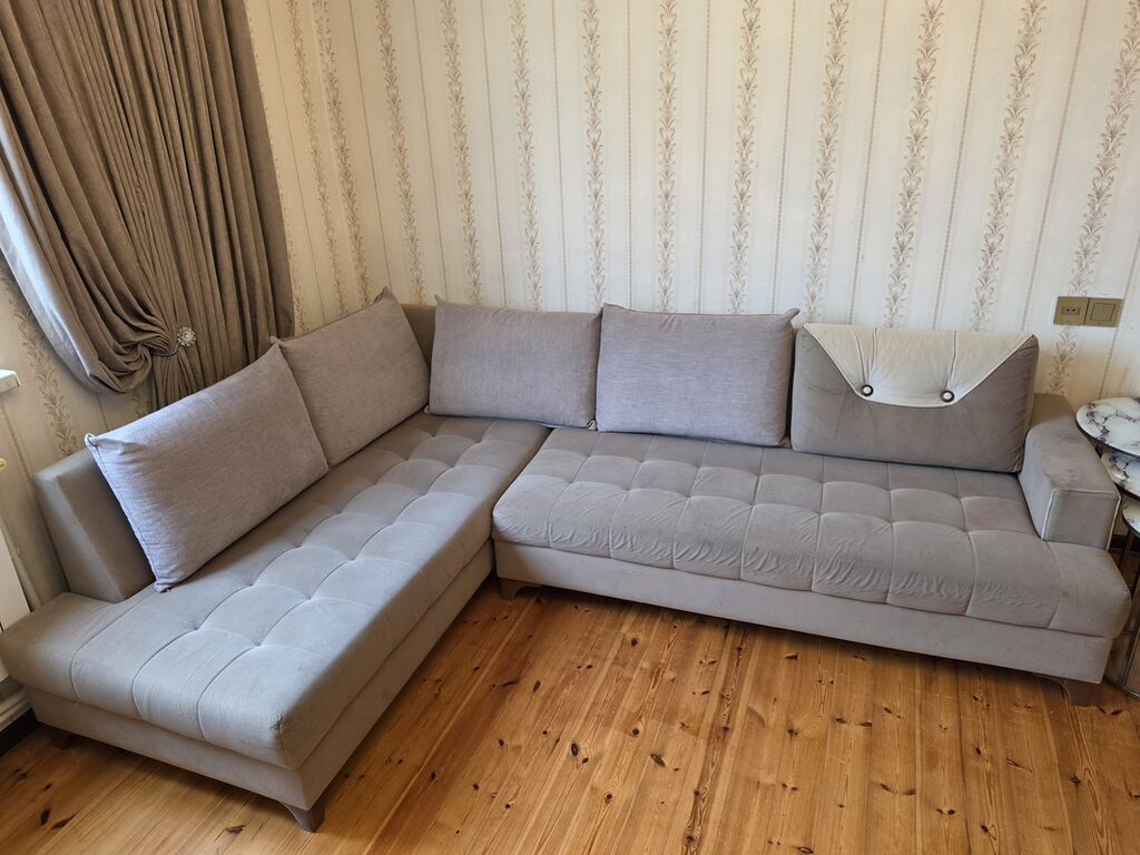 Künc divanı – L formalı, açıq boz rəng - Model: künc/oturaq hissəsi — Divanlər, Bakı
