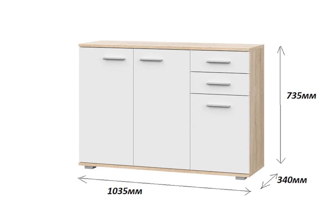 Komod, 73.5x34x103.5 sm, Ldsp, ağ/qəhvəyi — Mallar, Bakı (3)