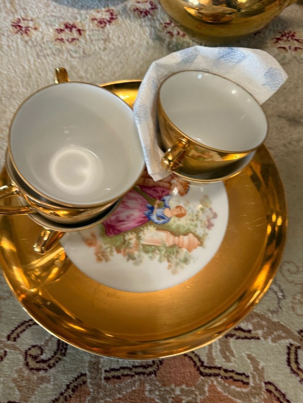 Çay dəsti, rəng - Qızılı, Farfor — Süfrə qabı, Bakı (3)