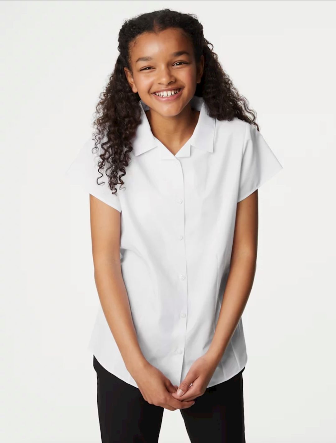 Qızlar üçün məktəbli qısaqol köynək Marks and Spencer school blouse, ağ, polyester/pambıq, ölçü 12-13 yaş — Mallar, Bakı (2)