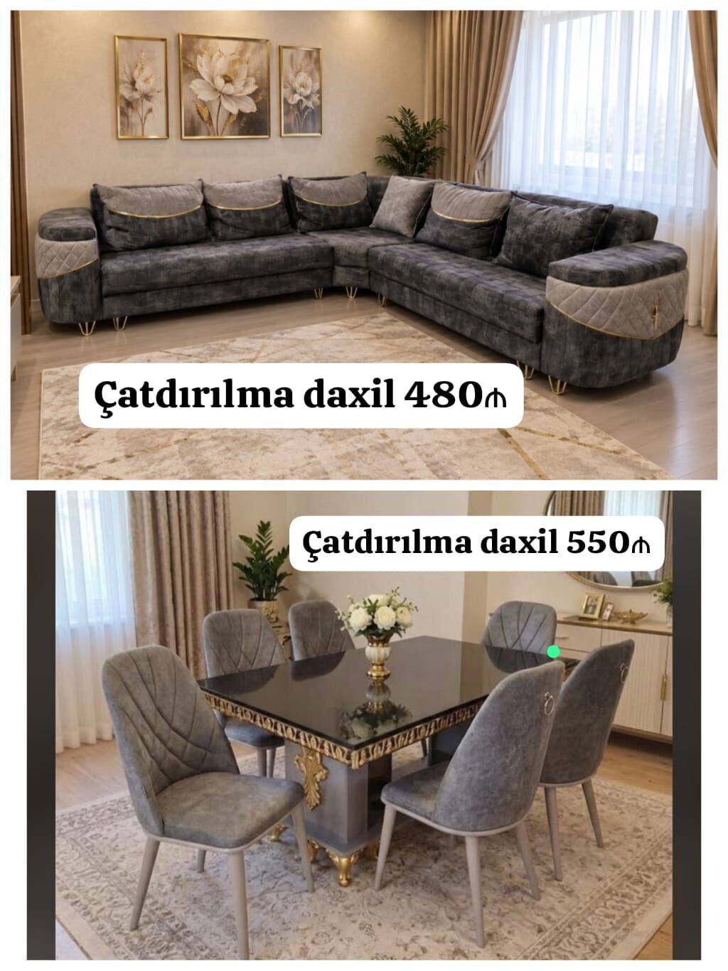 Divan Olcu 2.65x295 Acilan ve bazali *Qiymeti 480* *Masa desti — Yumşaq mobilya dəstləri, Digah