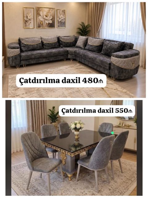 Divan Olcu 2.65x295 Acilan ve bazali *Qiymeti 480* *Masa desti — 480 ₼ · Digah · Yumşaq mobilya dəstləri Divan Olcu 2.65x295 Acilan ve bazali *Qiymeti 480* *Masa desti — Digah