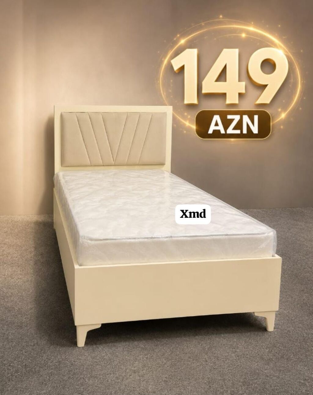 Tək nəfərlik çarpayı – müasir, kompakt dizayn - Rəng: ağ/krem tonları — Yataqlar, Bakı (6)