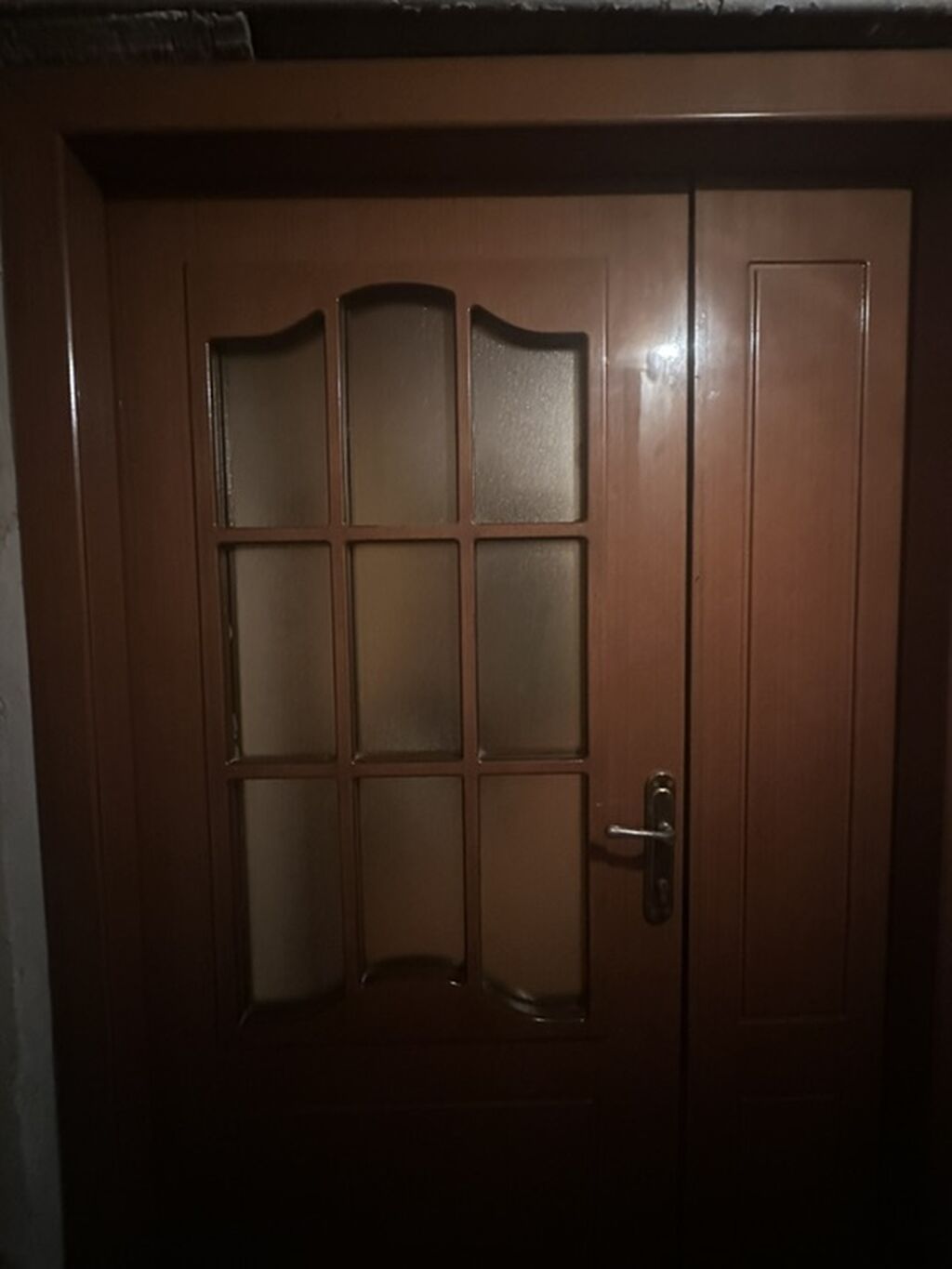 İkiqat taxta otaq qapısı – şüşəli dizayn - Material: ağac (qəhvəyi — Pəncərələr, qapılar, balkonlar, Bakı (3)