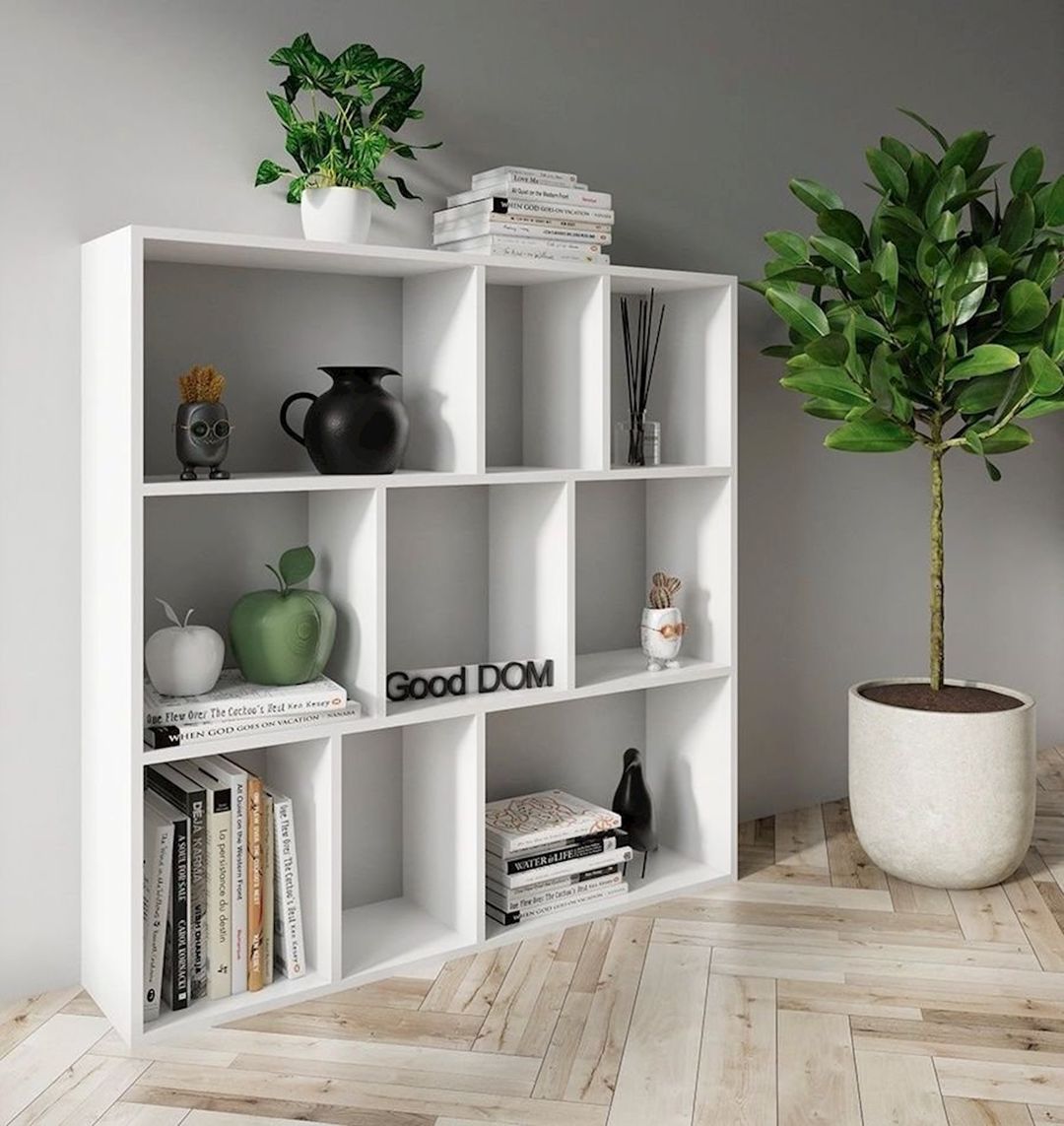 Stellaj 3563_StellajBooKubWhite, 110x110x24 sm, Ldsp, ağ — Mallar, Bakı