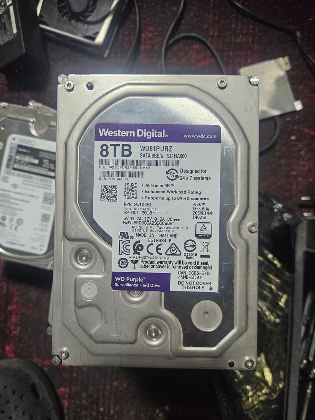 Western Digital WD Purple 8TB müşahidə HDD - Model: WD81PURZ (WD — Sabit diskləri, Bakı
