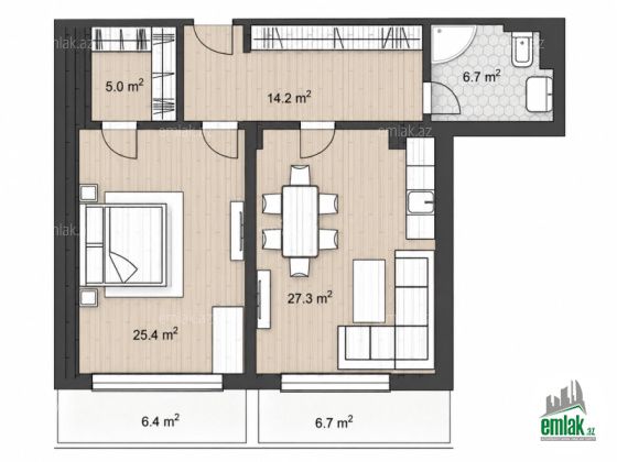 Satılır 2 otaqlı 113.1 m² yeni tikili Ağ şəhər — Mənzil (5)