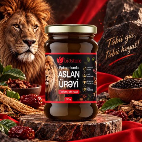 Biostore Aslan Ürəyi Məcunu 250 q — Epimediumlu təbii bitki qarışığı — Bakı