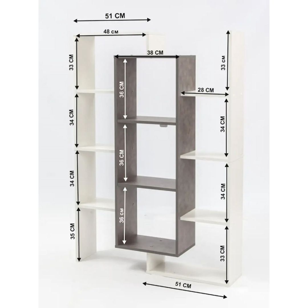 Stellaj, Ldsp, 140х102х25 sm, rəflərlə, ağ/boz — Mallar, Bakı (2)