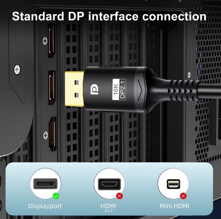 Kabel 3M "DP to DP 2.1 16K 60hz 80Gbps" — Periferik cihazlar, Bakı (3)